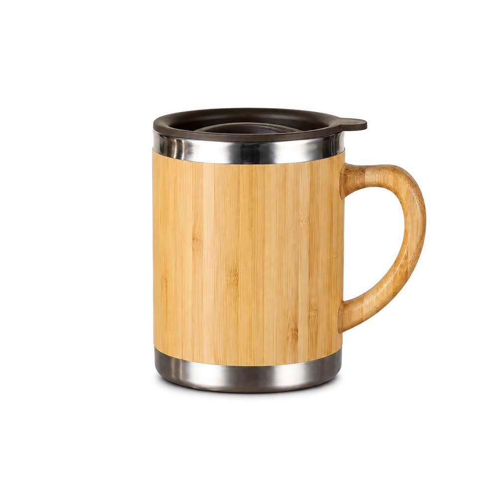 Wholesale Custom Logo 12oz Bamboo Insulated Coffee Mug - Bamboo