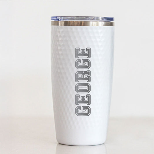 20oz Custom Name White Tumbler – Personalized Textured Cup