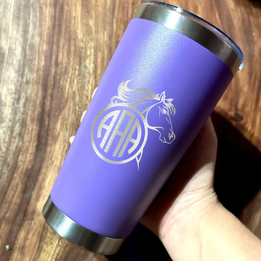 Personalized 20oz Horse Initial Name Engraved Tumbler