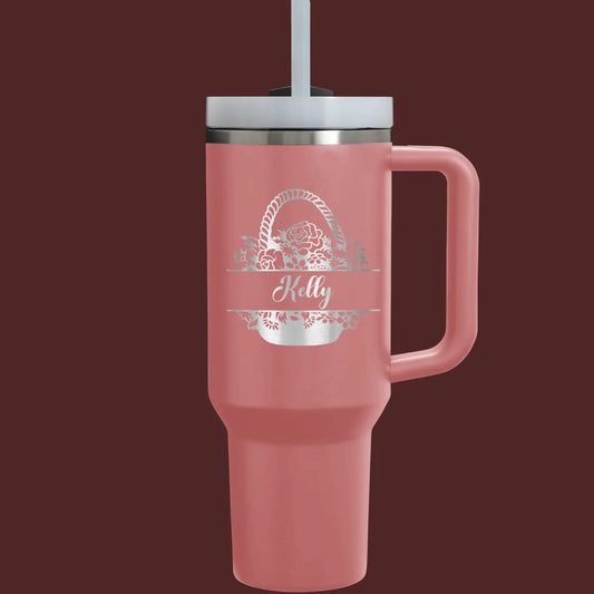 Personalize 40oz Floral Name Tumbler