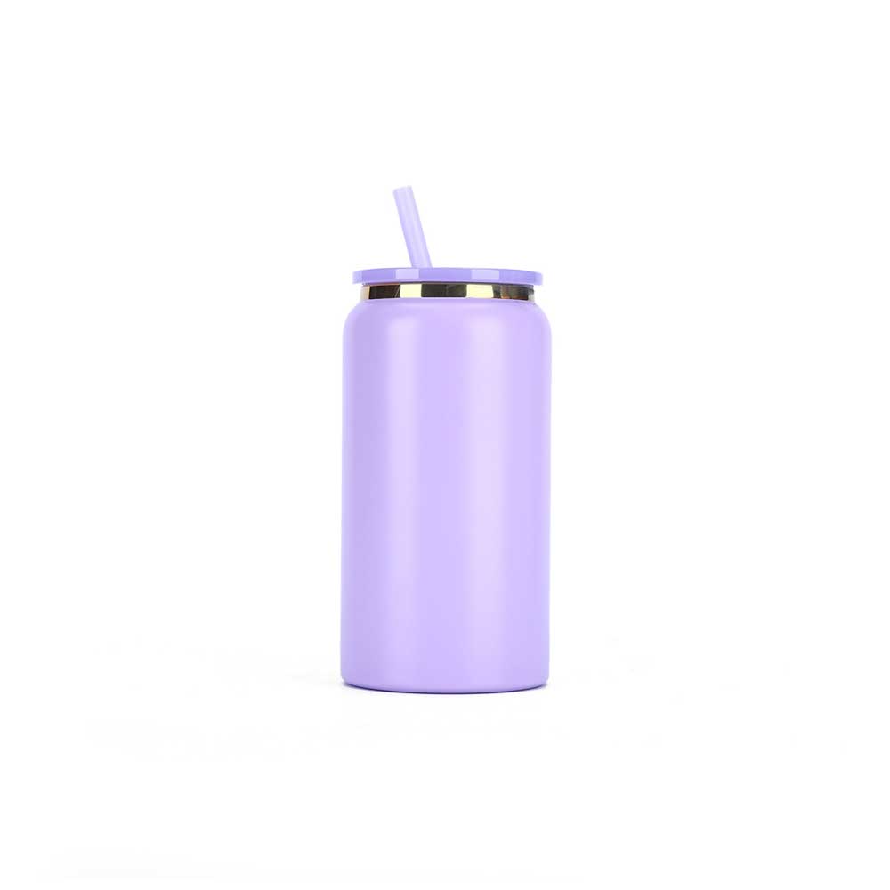 Wholesale Custom Logo 16oz Can Shaped Insulated Straw Tumbler - purple