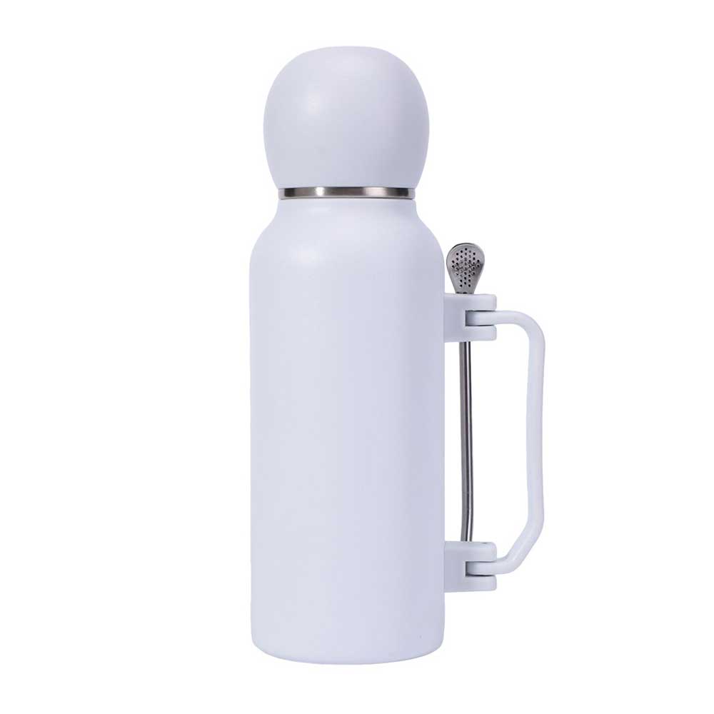 Wholesale Custom Logo 44oz Yerba Mate Insulated Bottle Set with Cup & Bombilla - white