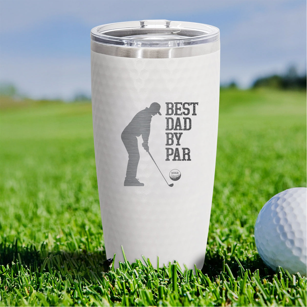 Best Dad by Par Personalized Golf Tumbler – Custom 1-5 Name Tumbler  | Engraved 20oz Cup for Golfer Dad or Coach