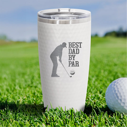 Best Dad by Par Personalized Golf Tumbler – Custom 1-5 Name Tumbler  | Engraved 20oz Cup for Golfer Dad or Coach