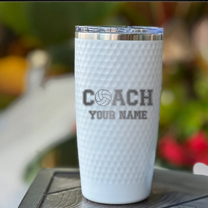 Custom Volleyball Coach Tumbler – Personalized 20oz Stainless Steel Cup with Name Engraved