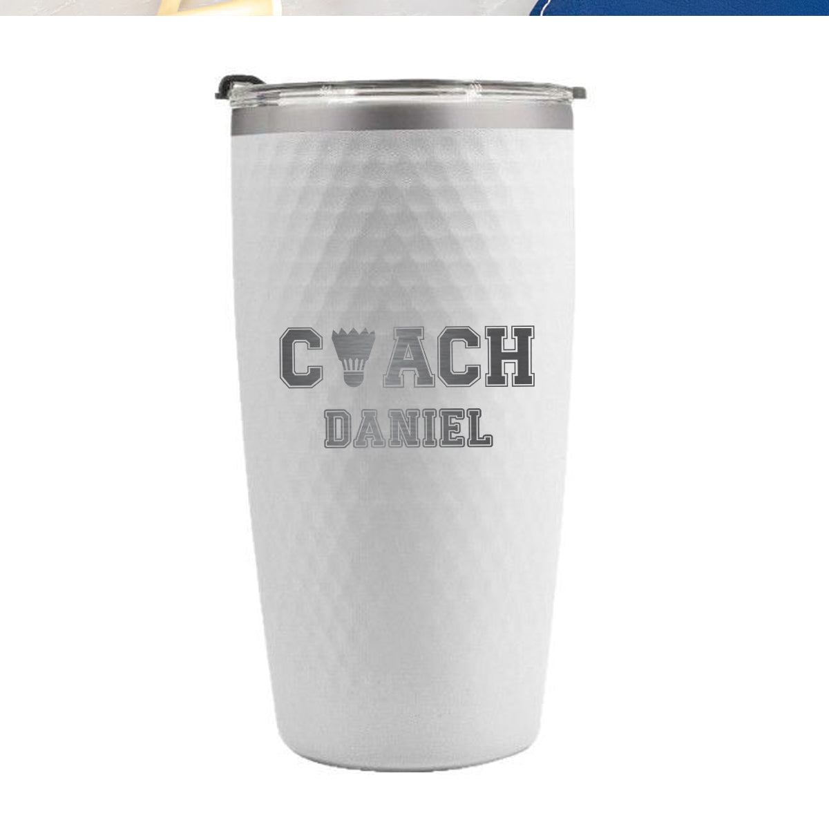 Custom Badminton Coach Tumbler – Personalized 20oz Engraved Stainless Steel Cup with Shuttlecock Icon and Custom Name