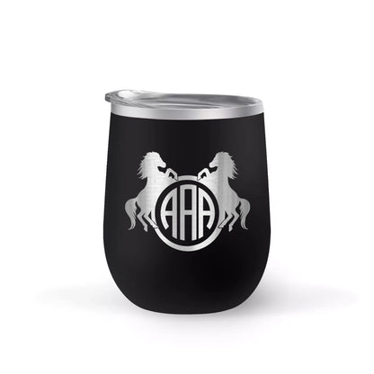 12oz Two Horses Initial Name Tumbler Coffee Mug