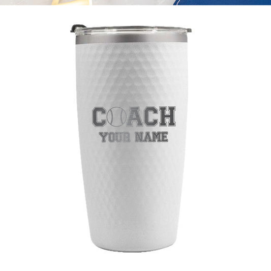 Personalized Baseball Coach Tumbler – Custom 20oz Stainless Steel Cup with Name Engraving