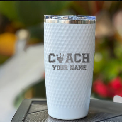 Custom Bowling Coach Tumbler – Personalized 20oz Stainless Steel Insulated Cup with Engraved Name and Bowling Ball Design
