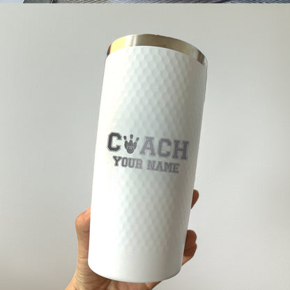 Custom Bowling Coach Tumbler – Personalized 20oz Stainless Steel Insulated Cup with Engraved Name and Bowling Ball Design