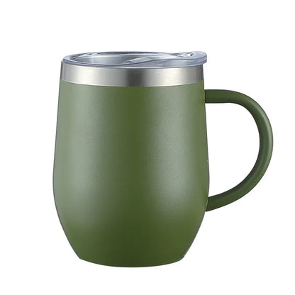 Wholesale Custom Logo 12oz Insulated Wine Tumbler with Handle - Army Green