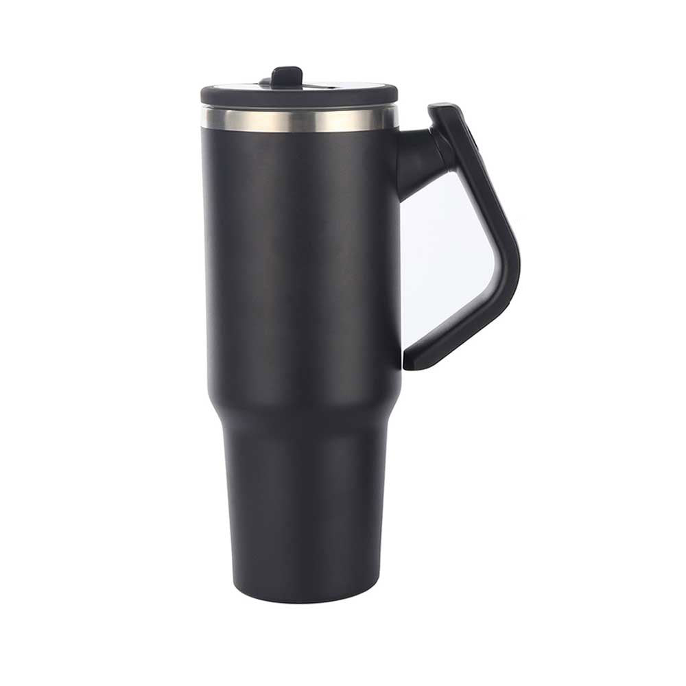 Wholesale Custom Logo 40oz Insulated Handled Tumbler with Rotating Handle - BLACK