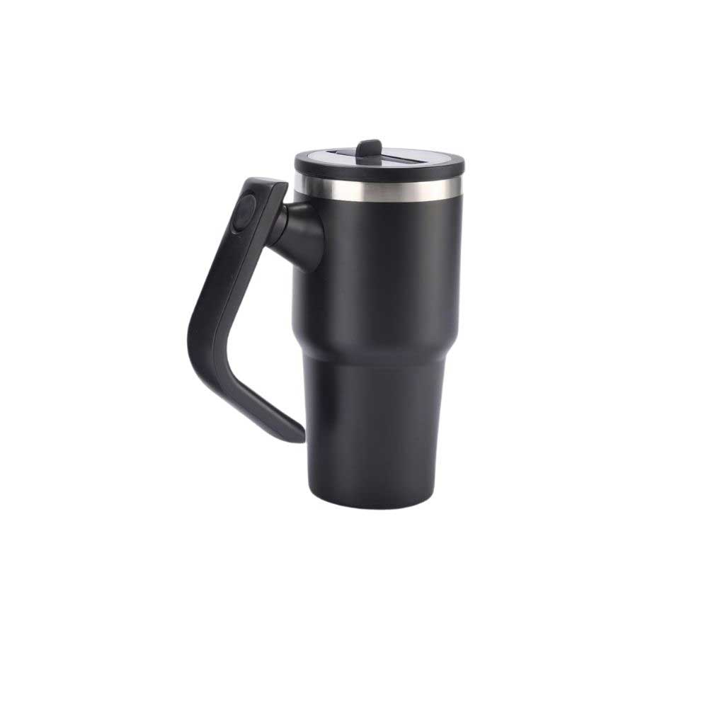 Wholesale Custom Logo 20oz Handled Travel Tumbler with Rotating Handle - Color - BLACK
