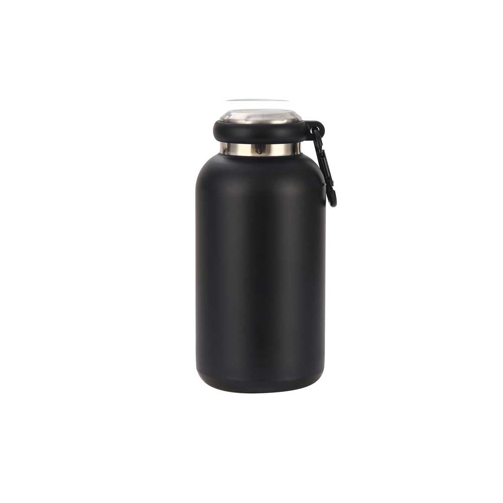 Wholesale Custom Logo 14oz Insulated Water Bottle with Carabiner Clip - Black