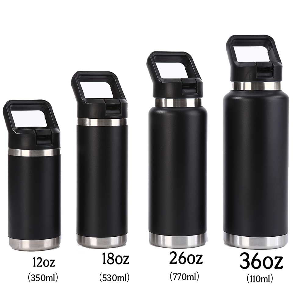 Wholesale Custom Logo 12-36oz Flip-Top Water Bottle - Black