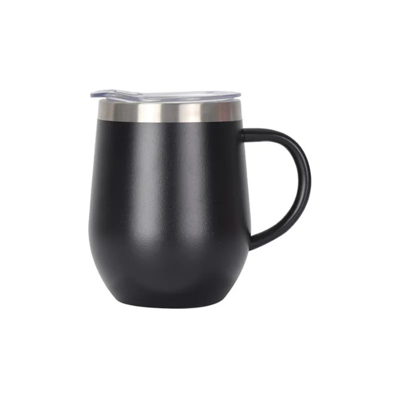 Wholesale Custom Logo 12oz Insulated Wine Tumbler with Handle - Black