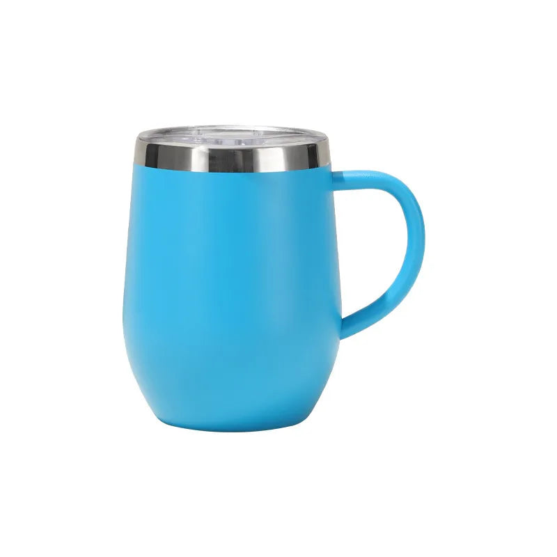 Wholesale Custom Logo 12oz Insulated Wine Tumbler with Handle - Blue