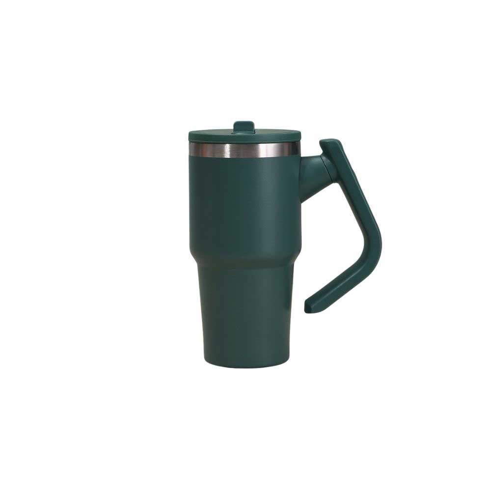 Wholesale Custom Logo 20oz Handled Travel Tumbler with Rotating Handle - Color - DARK-GREEN