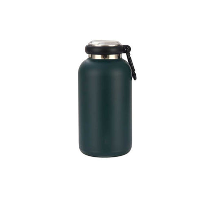 Wholesale Custom Logo 14oz Insulated Water Bottle with Carabiner Clip - Dark-Green