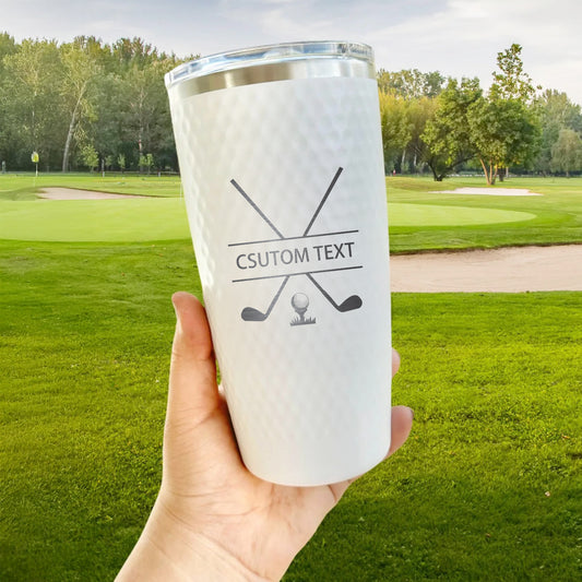 Custom Golf Tumbler – Personalized 20oz Dimpled Stainless Steel Tumbler for Golfers