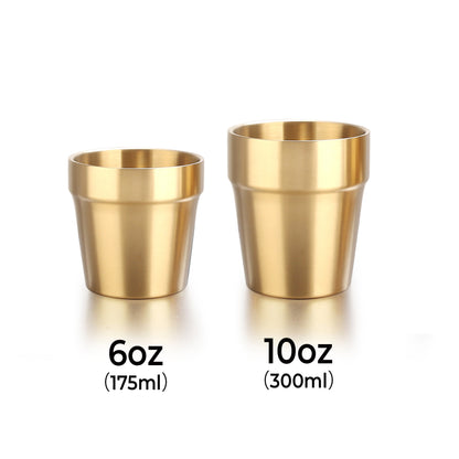 Wholesale Custom Logo  6oz 10oz Stackable Stainless Steel Tumbler - Gold