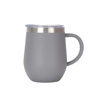 Wholesale Custom Logo 12oz Insulated Wine Tumbler with Handle - Grey