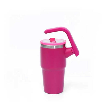 Wholesale Custom Logo 20oz Handled Travel Tumbler with Rotating Handle - Color - HOT-PINK