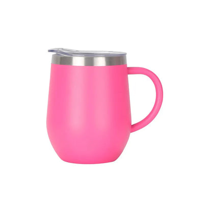 Wholesale Custom Logo 12oz Insulated Wine Tumbler with Handle - Hot Pink