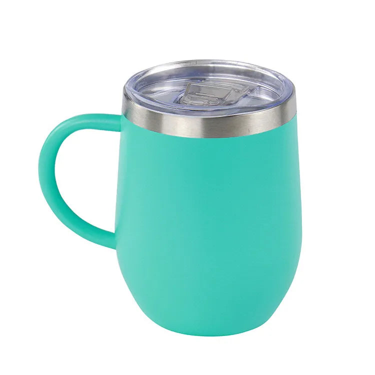 Wholesale Custom Logo 12oz Insulated Wine Tumbler with Handle - Mint Green