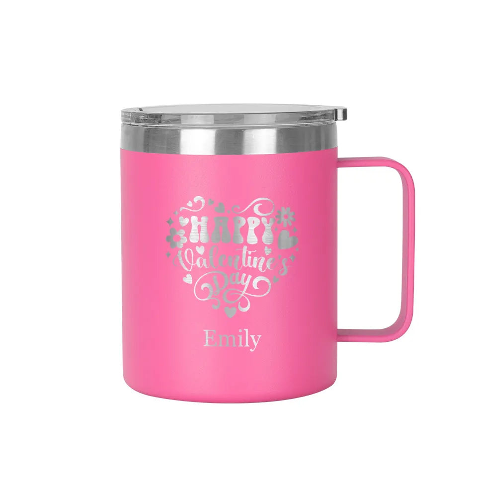 Happy Valentine’s Day Personalized 12oz Stainless Steel Coffee Mug with Handle