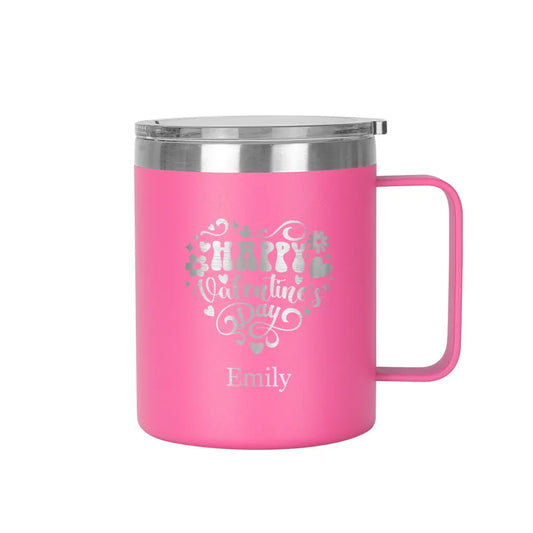 Happy Valentine’s Day Personalized 12oz Stainless Steel Coffee Mug with Handle