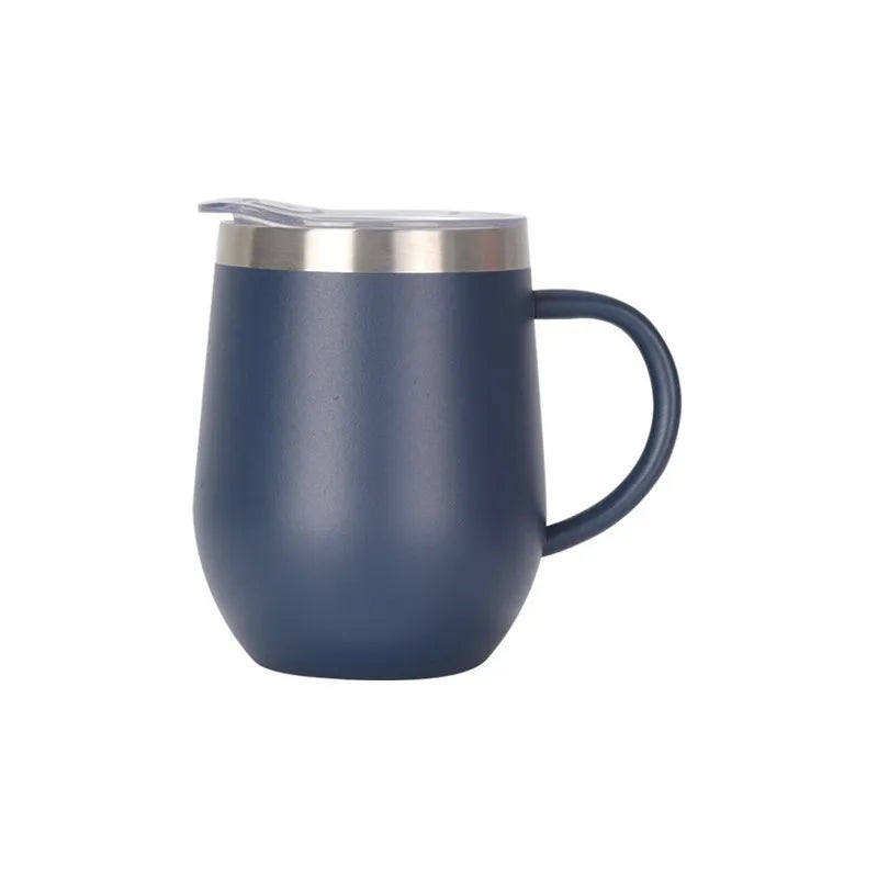 Wholesale Custom Logo 12oz Insulated Wine Tumbler with Handle - Navy Blue