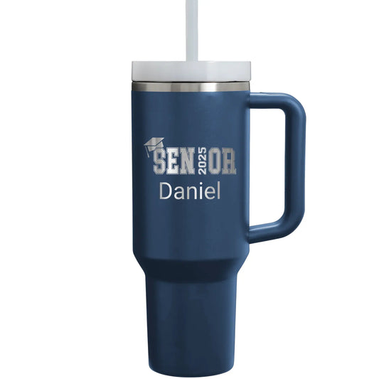 Personalized 40oz Graduation Tumblers, Class Of 2025 Name Tumbler with Handle Straw Grads Gift
