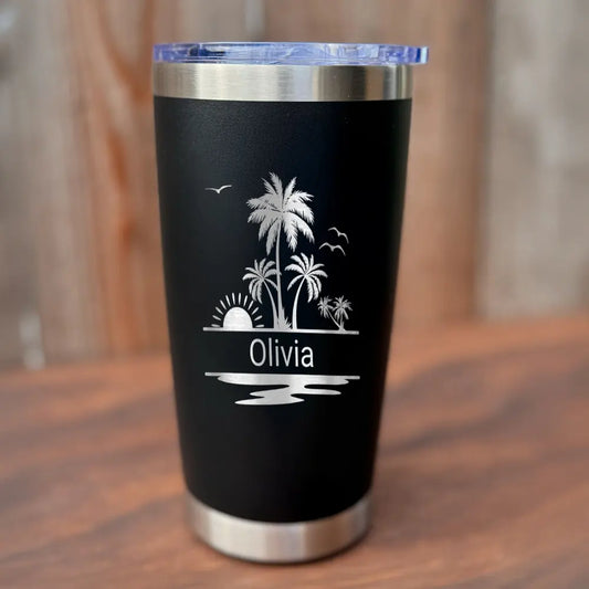 Personalize 20oz Palm Tree Tumbler Beach