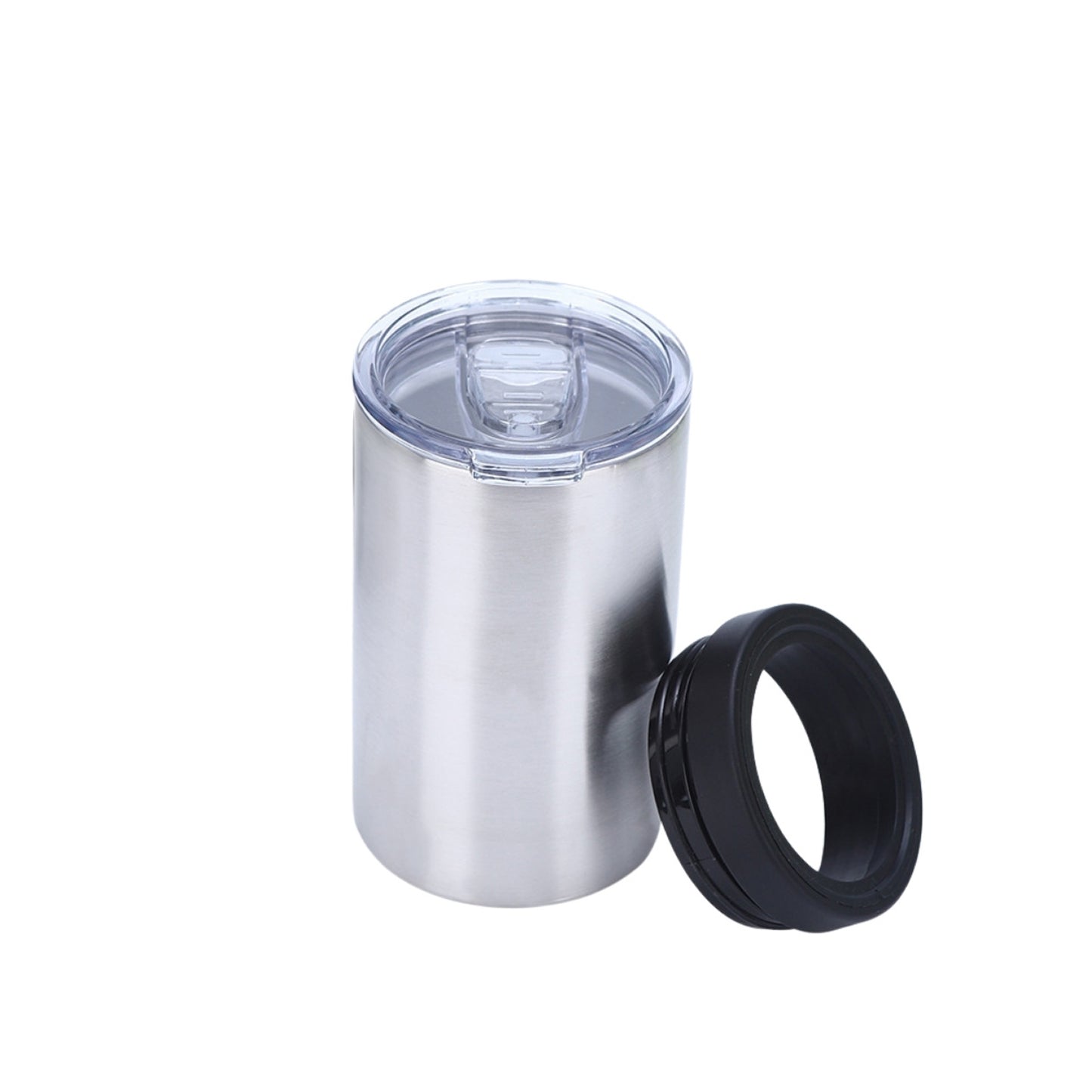 Wholesale Custom Logo 12oz Dual-Lid Insulated Tumbler & Cooler - Silver