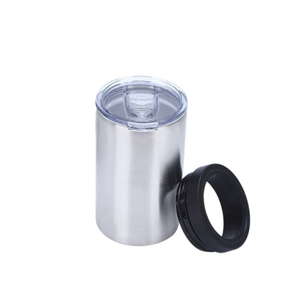 Wholesale Custom Logo 12oz Dual-Lid Insulated Tumbler & Cooler - Silver