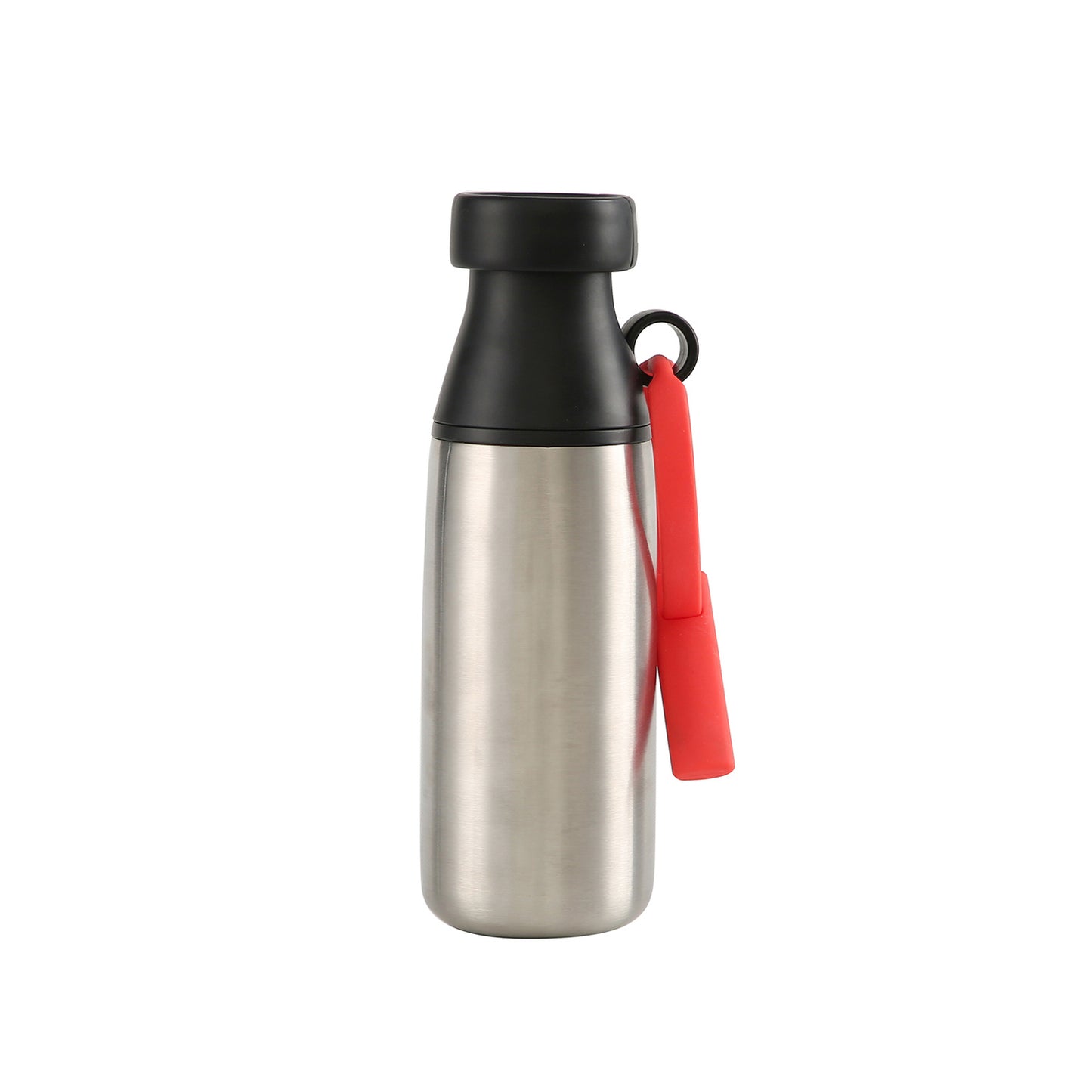 Wholesale Custom Logo 18oz Milk Bottle Shape Water Bottle Dual Tier Straw and Swig - Silver