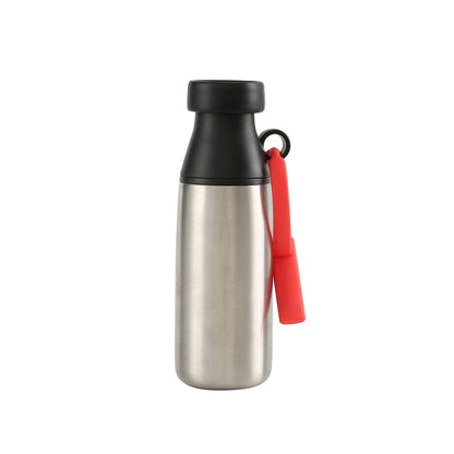 Wholesale Custom Logo 18oz Milk Bottle Shape Water Bottle Dual Tier Straw and Swig - Silver
