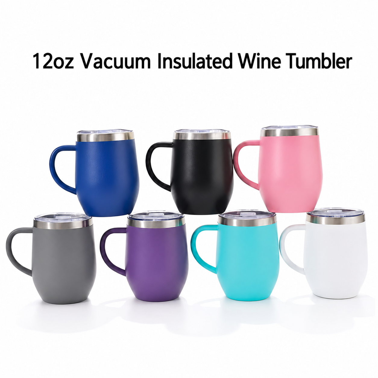 Wholesale Custom Logo 12oz Insulated Wine Tumbler with Handle - Product Image 7