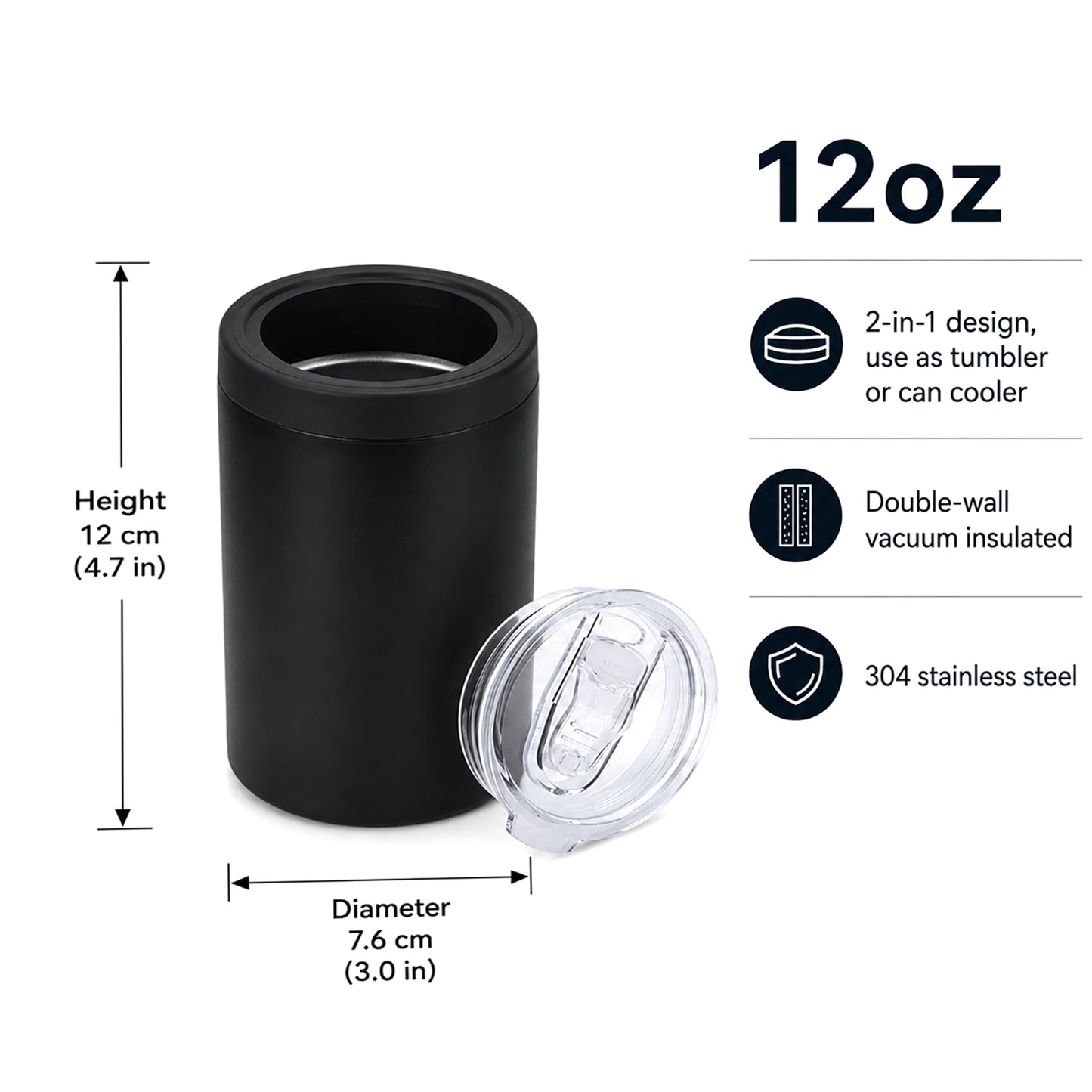 Wholesale Custom Logo 12oz Dual-Lid Insulated Tumbler & Cooler - Product Image 6
