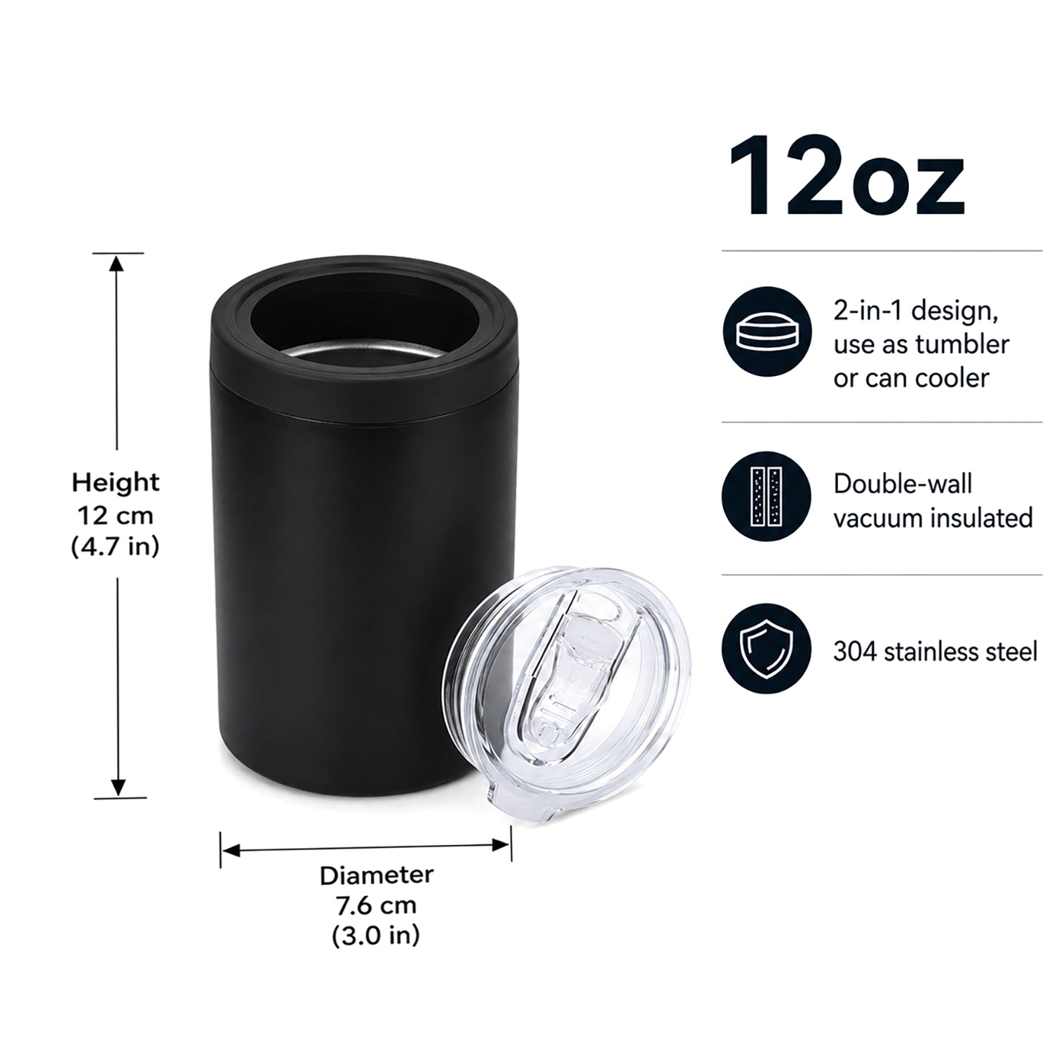 Wholesale Custom Logo 12oz Dual-Lid Insulated Tumbler & Cooler - Product Image 6