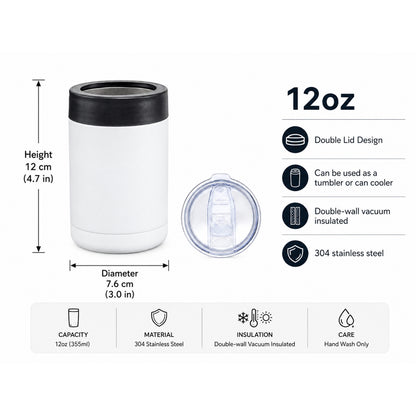 Wholesale Custom Logo 12oz Dual-Lid Insulated Tumbler & Cooler - Product Image 6