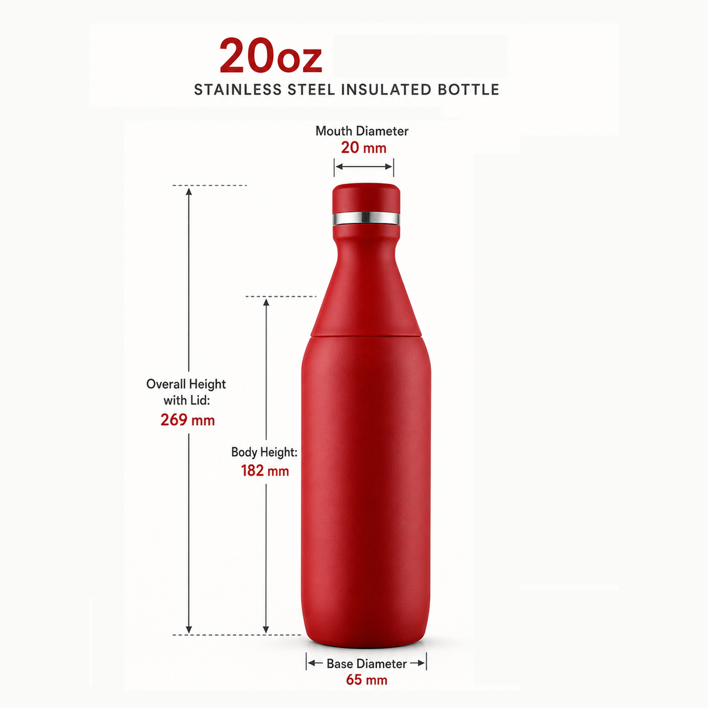 Wholesale Custom Logo 20oz Two-Piece Vacuum Sports Bottle - Product Image 6
