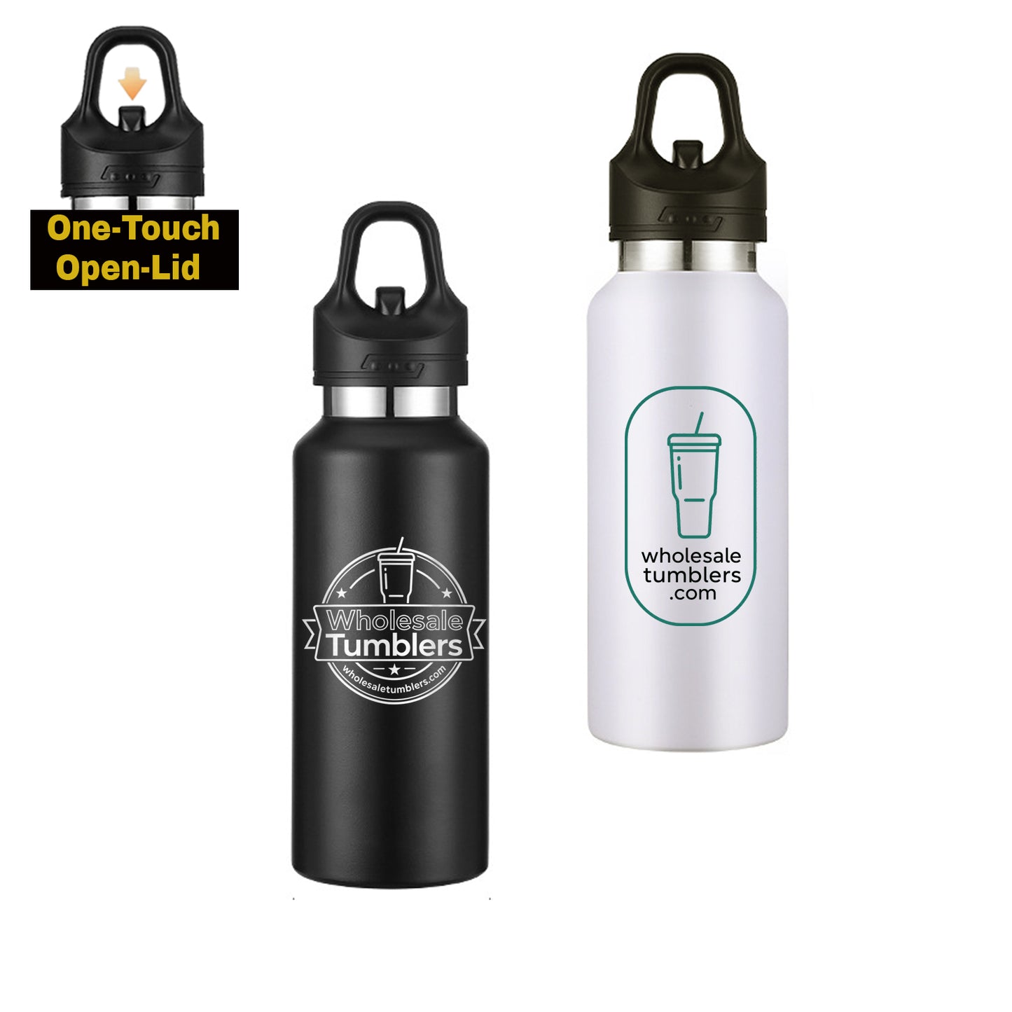 Wholesale Custom Logo 16oz Double-Wall Vacuum Tumbler with Push-Button Lid - Main View