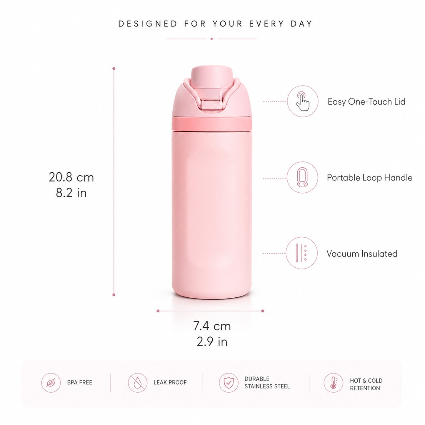 Wholesale Custom Logo 16oz Dual-Drink Vacuum Sports Bottle - Product Image 8