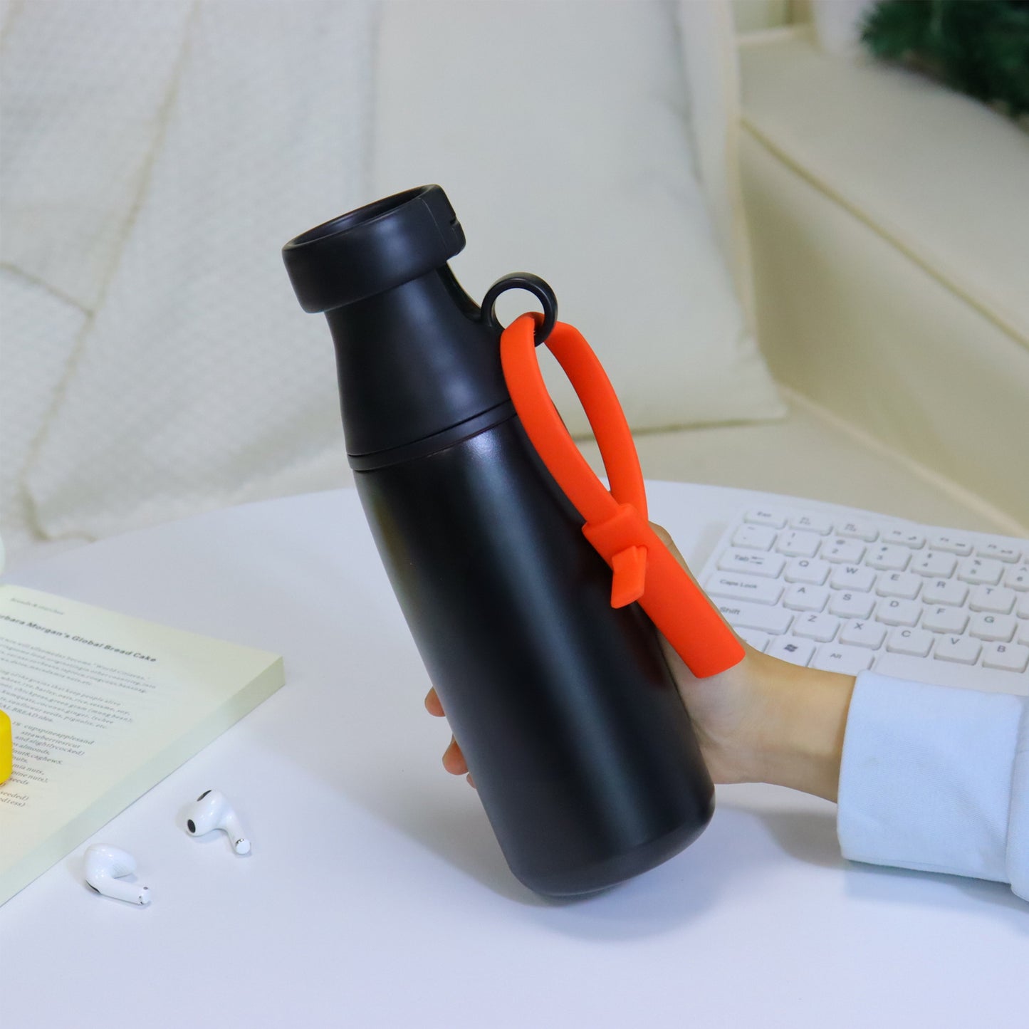 Wholesale Custom Logo 18oz Milk Bottle Shape Water Bottle Dual Tier Straw and Swig - Product Image 4