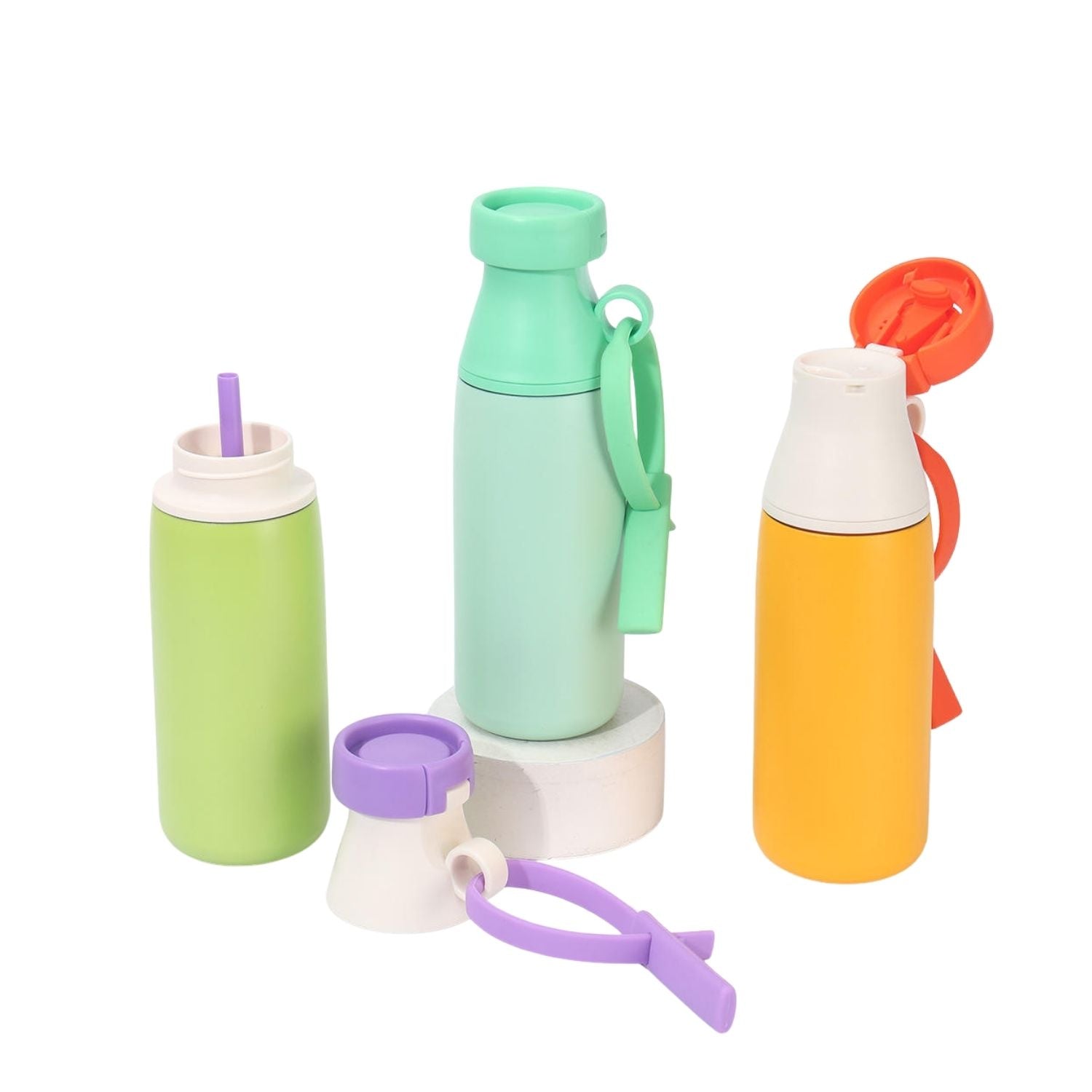 Wholesale Custom Logo 18oz Milk Bottle Shape Water Bottle Dual Tier Straw and Swig - Product Image 5