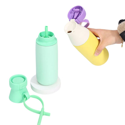 Wholesale Custom Logo 18oz Milk Bottle Shape Water Bottle Dual Tier Straw and Swig - Product Image 6
