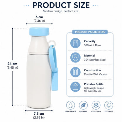 Wholesale Custom Logo 18oz Milk Bottle Shape Water Bottle Dual Tier Straw and Swig - Product Image 8