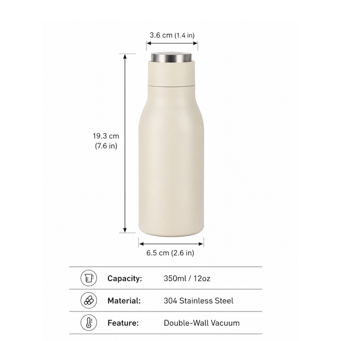 Wholesale Custom Logo 12oz Narrow Mouth Insulated Bottle - Product Image 8
